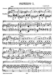 Partition complète (Piano Reduction), clarinette Concerto No.1, Op.26