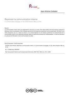 Repenser la communication interne - article ; n°1 ; vol.120, pg 27-40