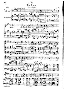 Partition complète, transposition pour low voix, Die Rose, D.745 (Op.73)