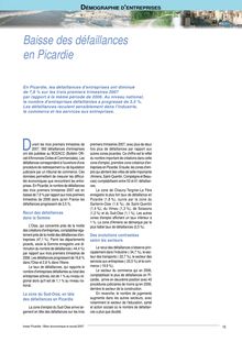 Chapitre : Démographie d entreprises du Bilan économique et social Picardie 2007 : Baisse des défaillances en Picardie