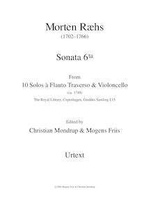 Partition Sonata 6 en C major, Urtext score, 10 Solos a Flauto Traverso & violoncelle