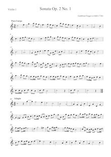 Partition violon 1, Six sonates of Two parties pour Two flûtes, Finger, Godfrey