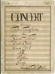Partition parties complètes, flûte Concerto en D major, Concerto pour une Flute Princip:, 2 Violons, Alto, et Basse, 2 Hautbois et 2 Cors par Franz Anton Hoffmeister