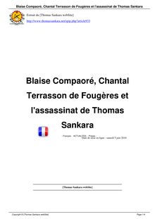 Blaise Compaoré, Chantal Terrasson de Fougères et l assassinat de ...