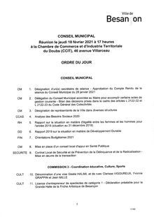 Assemblée délibérante - Jeudi 18 Février 2021