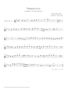 Partition Canto: Descant viole de gambe (Descant-clef) , partie, Fantasia ex d