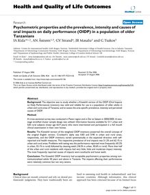 Psychometric properties and the prevalence, intensity and causes of oral impacts on daily performance (OIDP) in a population of older Tanzanians