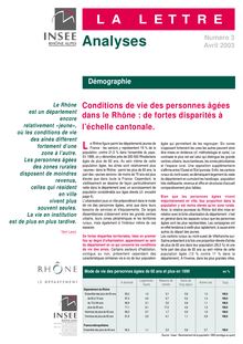 Conditions de vie des personnes âgées dans le Rhône : de fortes disparités à l échelle cantonale.      