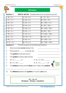 Grade 4 Maths Workbook: Division