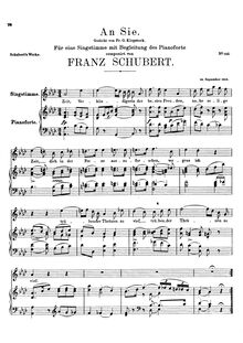 Partition complète, An Sie, D.288, To Her, A♭ major, Schubert, Franz