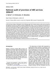 National audit of provision of MRI services 2006 07