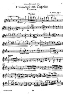 Partition de violon, Rêverie et Caprice, Romance for violin and orchestra