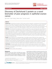 Discovery of dachshund 2 protein as a novel biomarker of poor prognosis in epithelial ovarian cancer