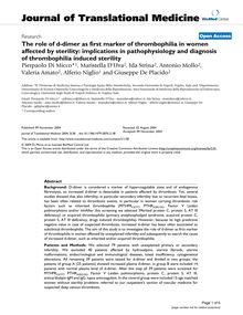 The role of d-dimer as first marker of thrombophilia in women affected by sterility: implications in pathophysiology and diagnosis of thrombophilia induced sterility