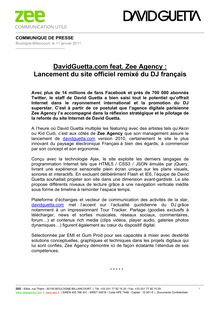 DavidGuetta.com feat. Zee Agency : Lancement du site officiel ...