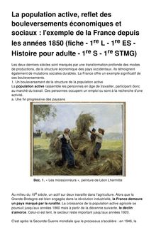 La population active, reflet des bouleversements économiques et sociaux : l exemple de la France depuis les années 1850