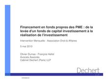Télécharger le pdf - Financement en fonds propres des PME : de la ...