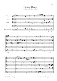 Partition complète, Canzon Quarta à , Canto Alto ténor Basso, Frescobaldi, Girolamo