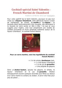 Cocktail spécial Saint Valentin: French Martini de Chambord