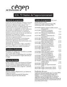 LCA. 72 Gestion de l approvisionnement
