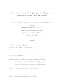 Factorization theory for Toeplitz plus Hankel operators and singular integral operators with flip [Elektronische Ressource] / von Torsten Ehrhardt