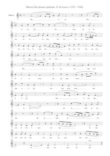 Partition ténor 2 , partie [G2 clef], Musica Dei donum optimi, Lassus, Orlande de par Orlande de Lassus