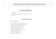 REVISIONS POUR L ORAL D HISTOIRE DES ARTS 3°