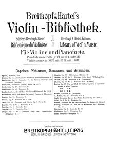 Partition violon et partition de piano, Serenata, Op.6, Centola, Ernesto