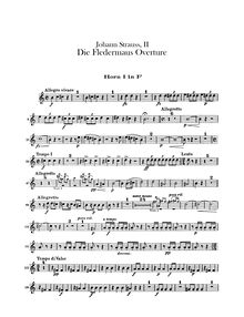 Partition cor 1, 2, 3, 4 (F), Die Fledermaus, Operetta en 3 acts