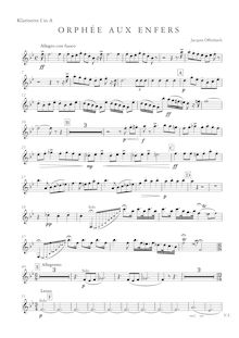 Partition clarinettes 1, 2 (A et B♭), Orphée aux enfers, Opéra bouffe en deux actes / Opéra féerie en quatre actes