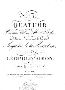 Partition violon 1, 3 corde quatuors, Aimon, Léopold par Léopold Aimon