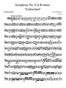 Partition violoncelles, Symphony No.8, Unvollendete (Unfinished)