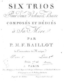 Partition violon I, , partie I (Trios 1-3), Trios pour Two violons et basse, Op.1