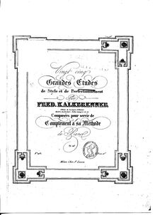Partition No.1, 25 Grandes Etudes, Op.143, Kalkbrenner, Friedrich Wilhelm