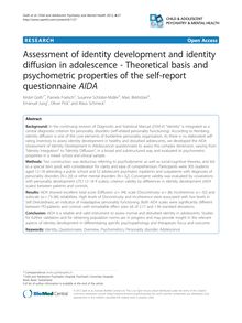 Assessment of identity development and identity diffusion in adolescence - Theoretical basis and psychometric properties of the self-report questionnaire AIDA