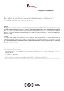 Les villes argentines : une urbanisation sans urbanisme ? - article ; n°556 ; vol.99, pg 695-714