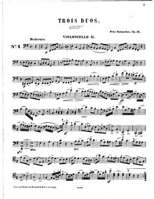 Partition violoncelle 2 , partie, 3 Duos pour 2 violoncelles, Op.31