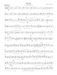 Partition Trombone 3 , partie, Waltz pour Trombone quatuor, D Minor