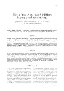 Effect of mao-A and mao-B inhibitors in ganglia and nerve endings. (Efecto de los inhibidores de mao-A y B en el ganglio y en los terminales nerviosos)