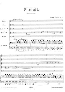 Partition de piano, Sextet pour Piano et Woodwind quintette