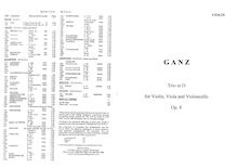 Partition parties complètes, Grand corde Trio en D, Op.8, D, Ganz, Moritz