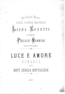 Partition complète, Luce e amore, Romanza, A major, Bottagisio, Angelo