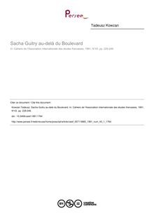 Sacha Guitry au-delà du Boulevard - article ; n°1 ; vol.43, pg 229-246