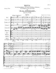 Partition complète, Mass, Missa longa ; Mass No.13, C major
