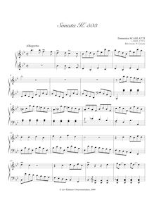 Partition Sonata, K.503, 55 clavier sonates, Keyboard, Scarlatti, Domenico