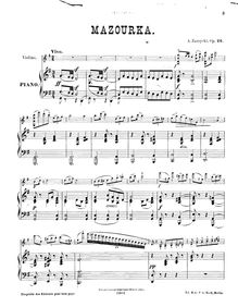 Partition violon et partition de piano, Mazurka, Op.26, Zarzycki, Aleksander