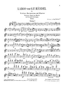 Partition de violon, Serse, Xerxes, Handel, George Frideric