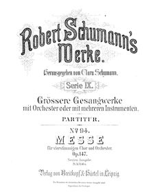 Partition complète, Messe C-Moll, Op. 147, Mass in C minor, Schumann, Robert par Robert Schumann