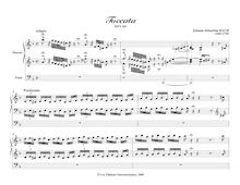 Partition Toccata seulement, Toccata et Fugue en D minor, D minor