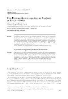C R Acad Sci Paris Ser I Topologie Topology Algébre homologique Homological Algebra
